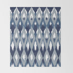 Festive, Boho Art, Geometric, Ikat Pattern, Blue Throw Blanket Gallery Image 2