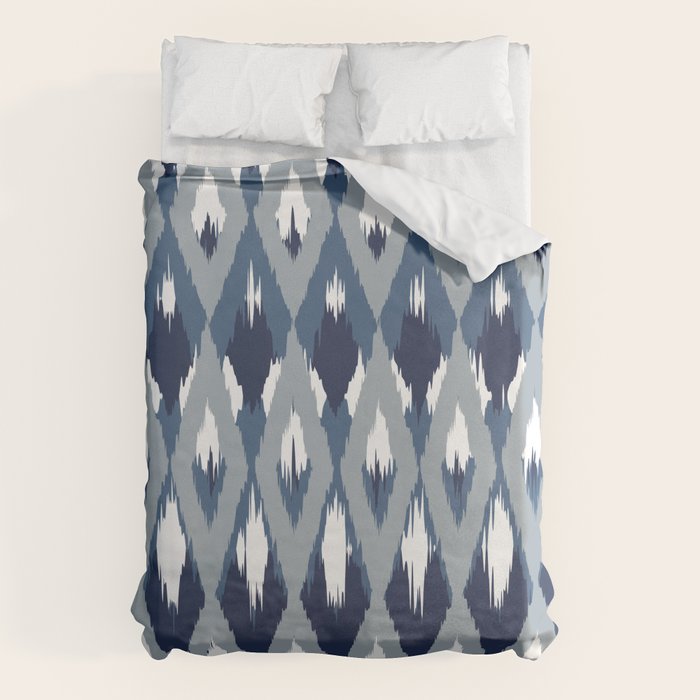 Festive, Boho Art, Geometric, Ikat Pattern, Blue Duvet Cover Gallery Image 6