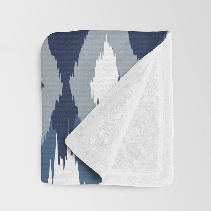 Festive, Boho Art, Geometric, Ikat Pattern, Blue Throw Blanket Gallery Image 3