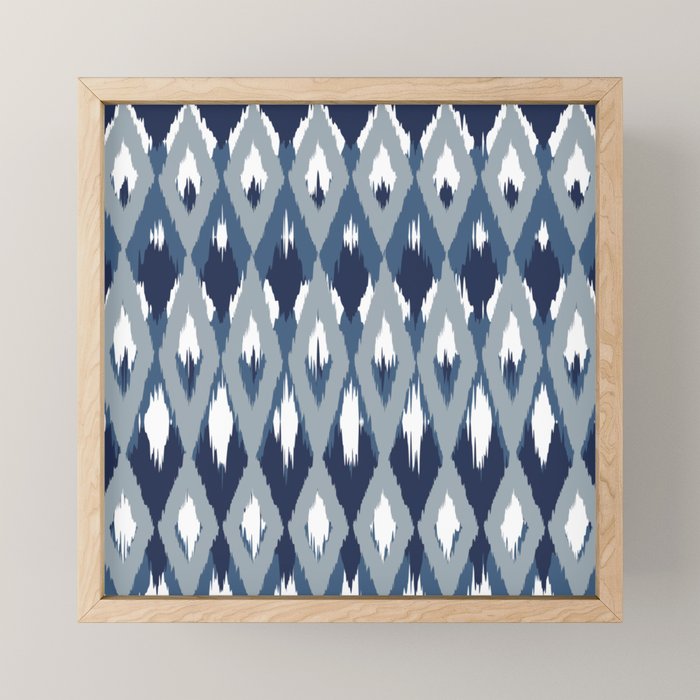 Festive, Boho Art, Geometric, Ikat Pattern, Blue Mini Art Print Gallery Image 1