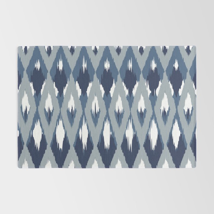 Festive, Boho Art, Geometric, Ikat Pattern, Blue Rug Gallery Image 2