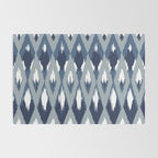 Festive, Boho Art, Geometric, Ikat Pattern, Blue Rug Gallery Image 2