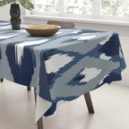 Festive, Boho Art, Geometric, Ikat Pattern, Blue Tablecloth Gallery Image 3
