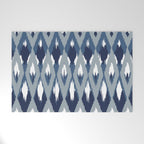 Festive, Boho Art, Geometric, Ikat Pattern, Blue Welcome Mat Gallery Image 1