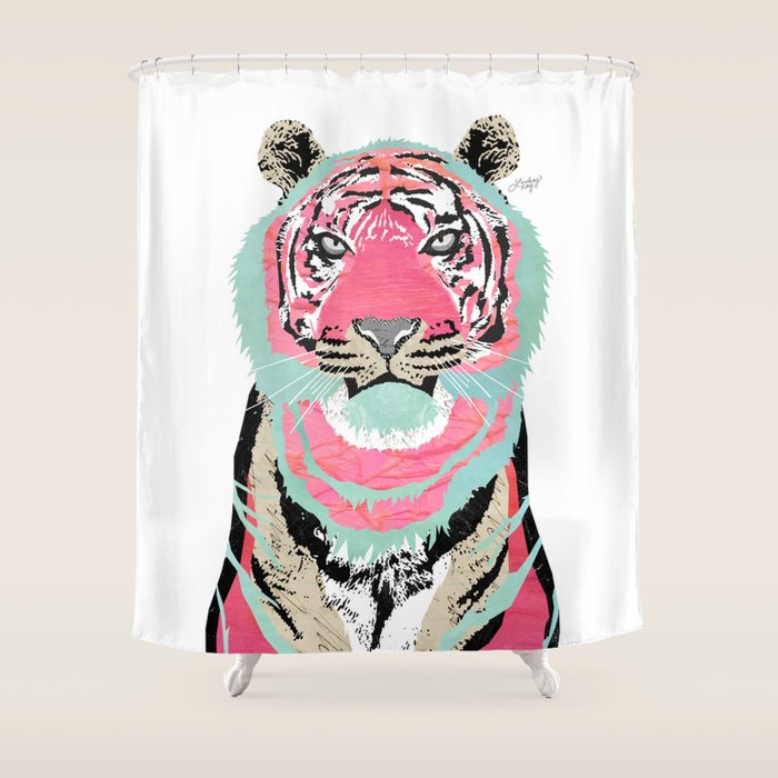 Pink Tiger Shower Curtain Gallery Image 1