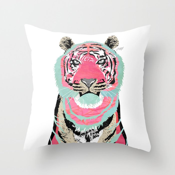 Pink Tiger Throw Pillow Gallery Image 6