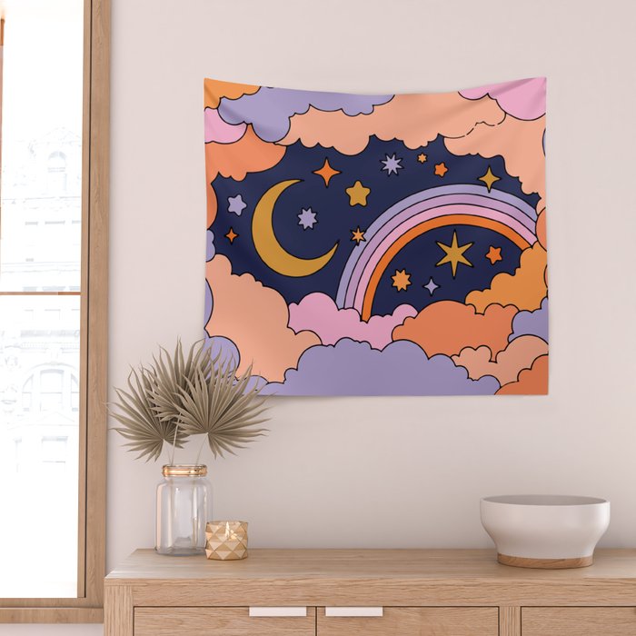 DREAMY CLOUDY NIGHT Wall Tapestry Gallery Image 2