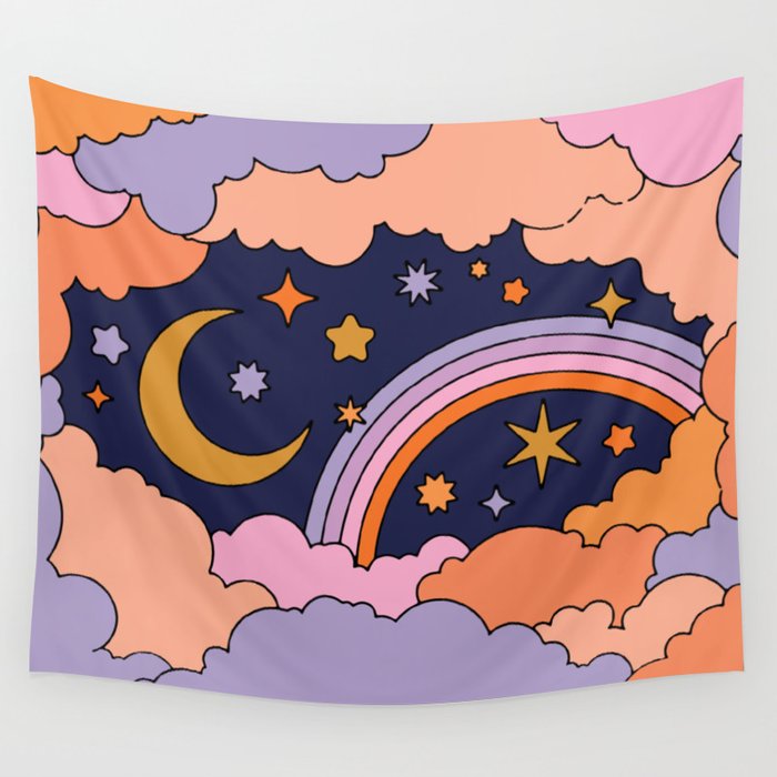 DREAMY CLOUDY NIGHT Wall Tapestry Gallery Image 1