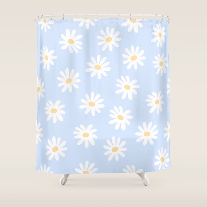 Daisies Baby Blue Shower Curtain Gallery Image 1