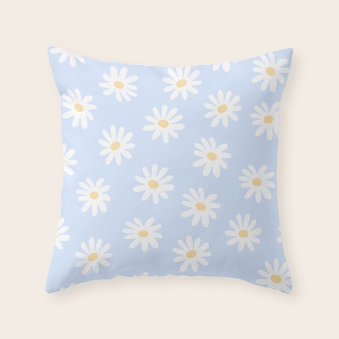 Daisies Baby Blue Throw Pillow Gallery Image 6