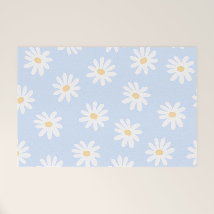 Daisies Baby Blue Welcome Mat Gallery Image 1
