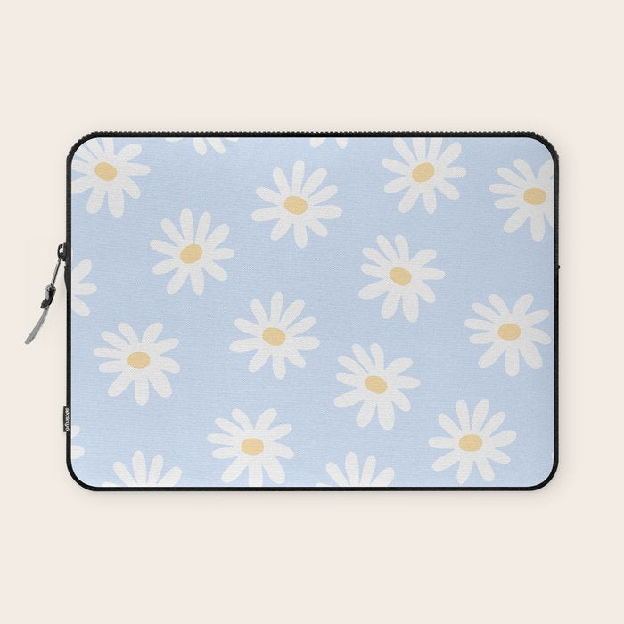 Daisies Baby Blue Laptop Sleeve Gallery Image 1