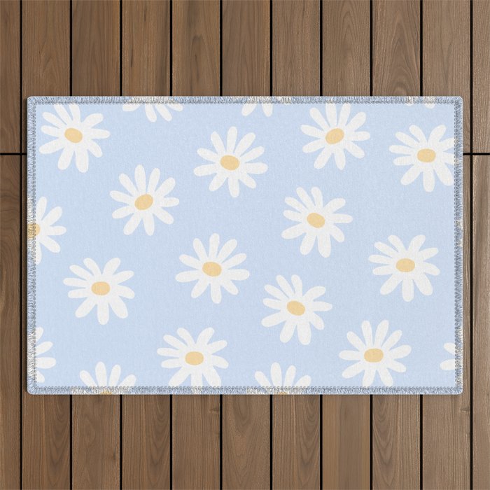 Daisies Baby Blue Outdoor Rug Gallery Image 1
