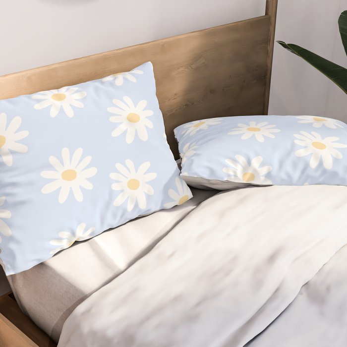 Daisies Baby Blue Pillow Sham Gallery Image 2