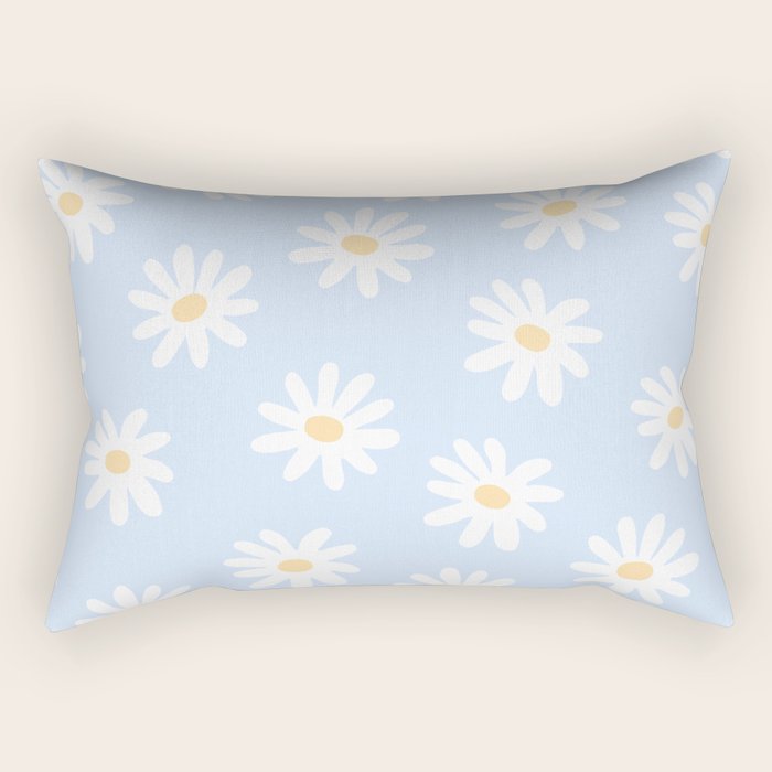 Daisies Baby Blue Rectangular Pillow Gallery Image 2
