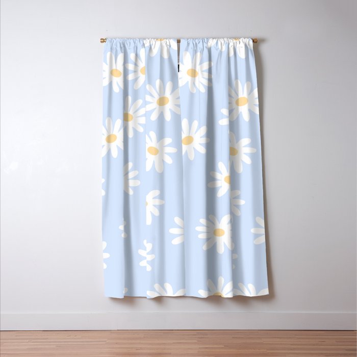 Daisies Baby Blue Window Curtain Gallery Image 3
