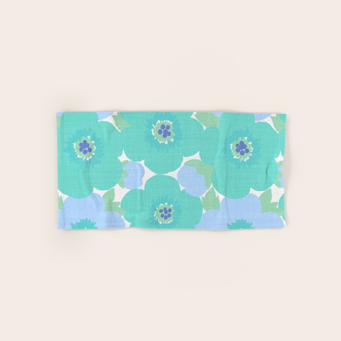 Bright Summer Floral Mid-Century Style Flower Pattern Bath Towel Gallery Image 1