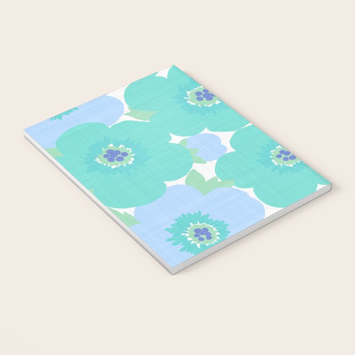 Bright Summer Floral Mid-Century Style Flower Pattern Notebook Gallery Image 3