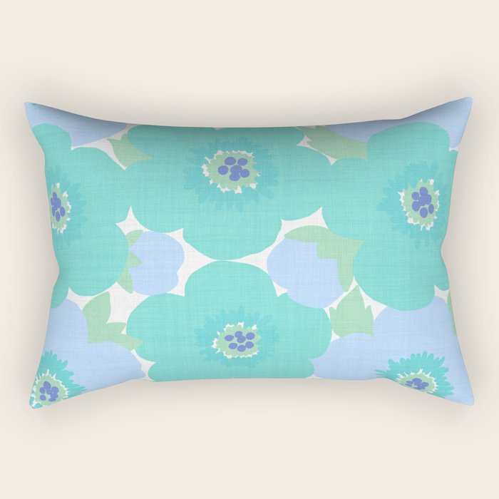Bright Summer Floral Mid-Century Style Flower Pattern Rectangular Pillow Gallery Image 1