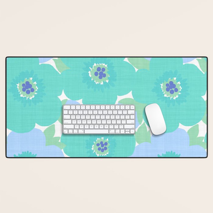 Bright Summer Floral Mid-Century Style Flower Pattern Desk Mat Gallery Image 1
