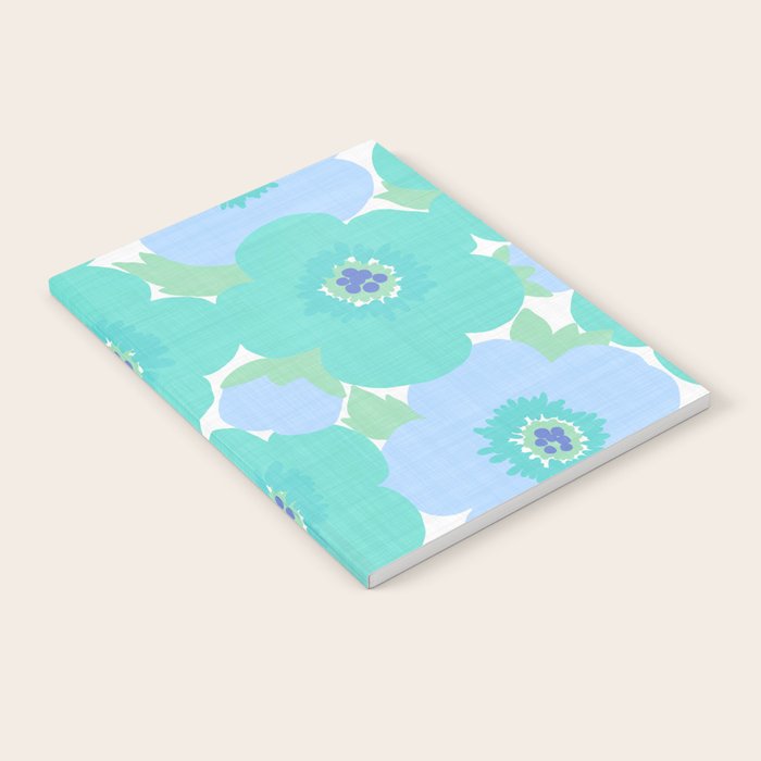 Bright Summer Floral Mid-Century Style Flower Pattern Notebook Gallery Image 2