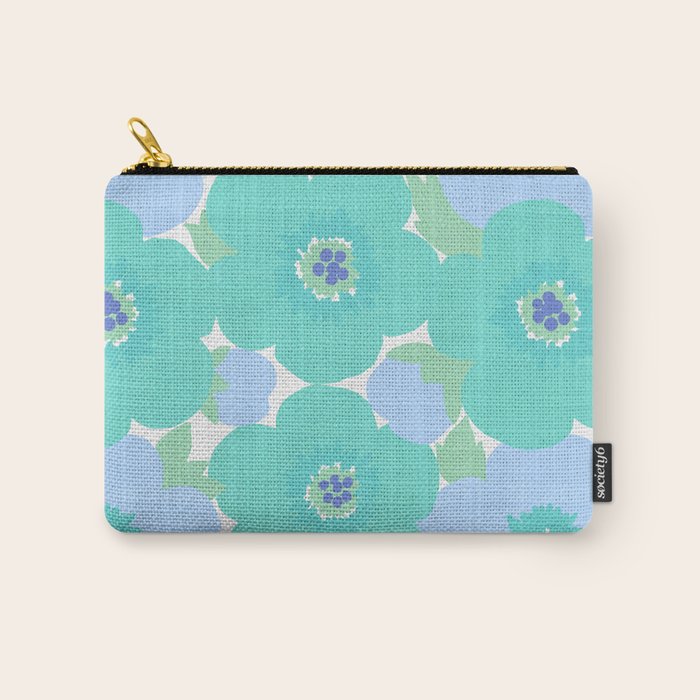 Bright Summer Floral Mid-Century Style Flower Pattern Carry All Pouch Gallery Image 1