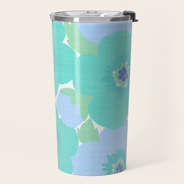 Bright Summer Floral Mid-Century Style Flower Pattern Travel Mug Gallery Image 2