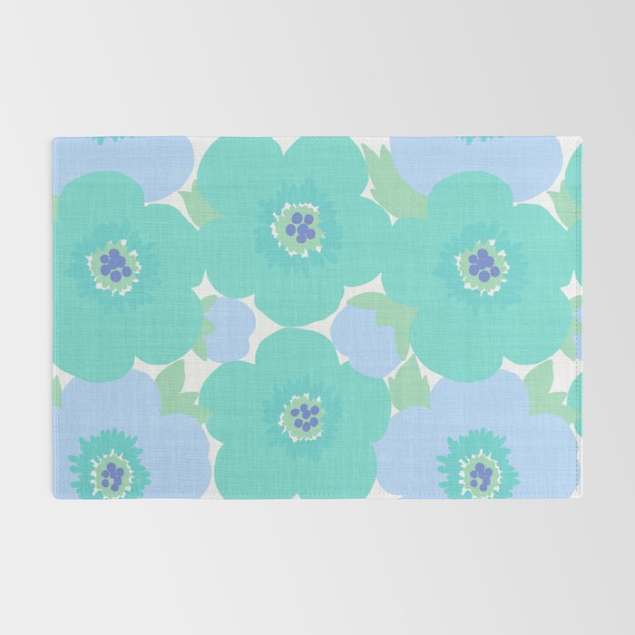 Bright Summer Floral Mid-Century Style Flower Pattern Rug Gallery Image 2
