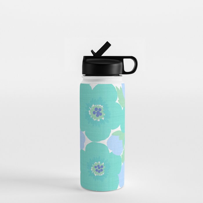 Bright Summer Floral Mid-Century Style Flower Pattern Water Bottle Gallery Image 1