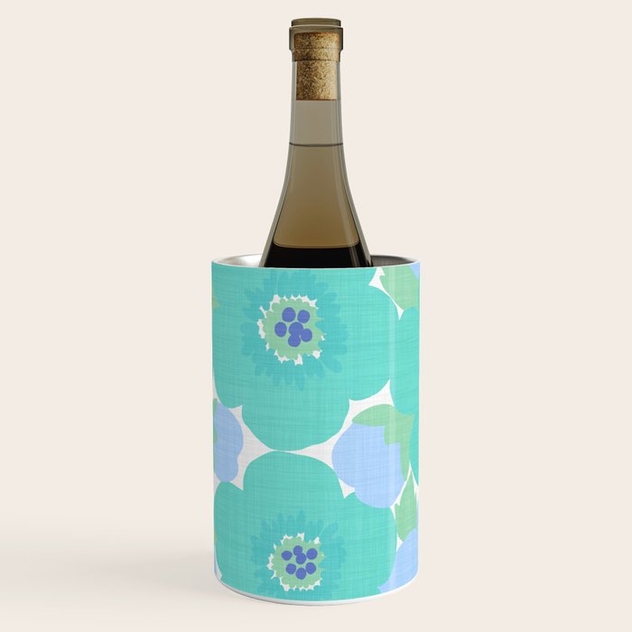Bright Summer Floral Mid-Century Style Flower Pattern Wine Chiller Gallery Image 1