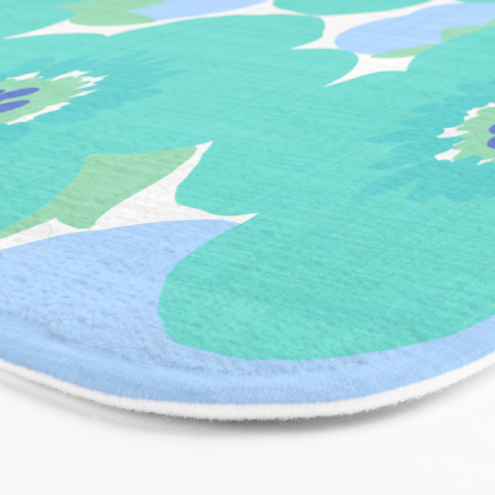 Bright Summer Floral Mid-Century Style Flower Pattern Bath Mat Gallery Image 3