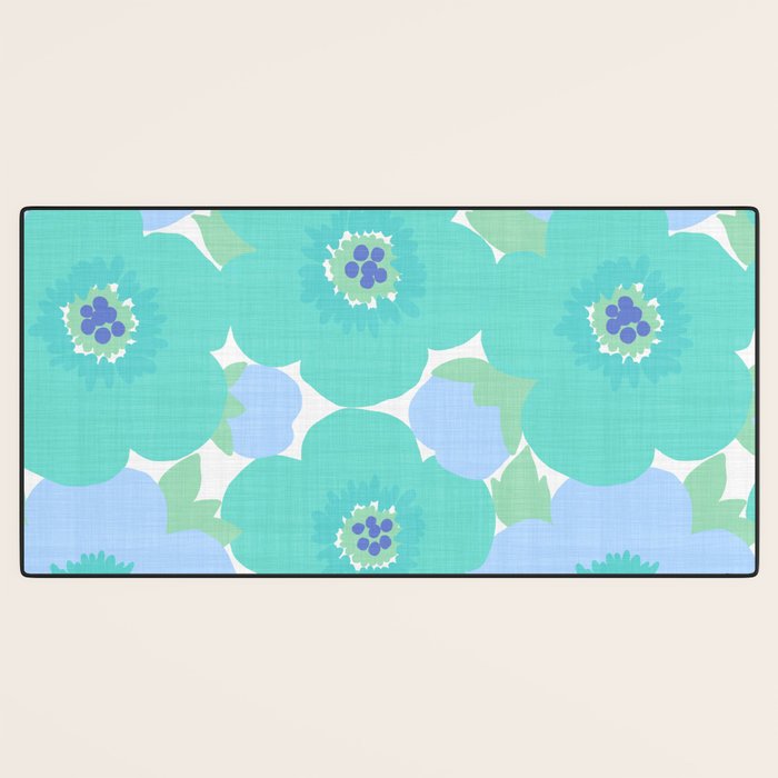 Bright Summer Floral Mid-Century Style Flower Pattern Desk Mat Gallery Image 3