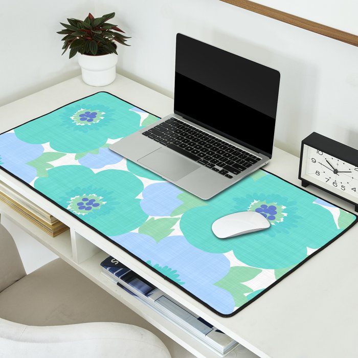 Bright Summer Floral Mid-Century Style Flower Pattern Desk Mat Gallery Image 2