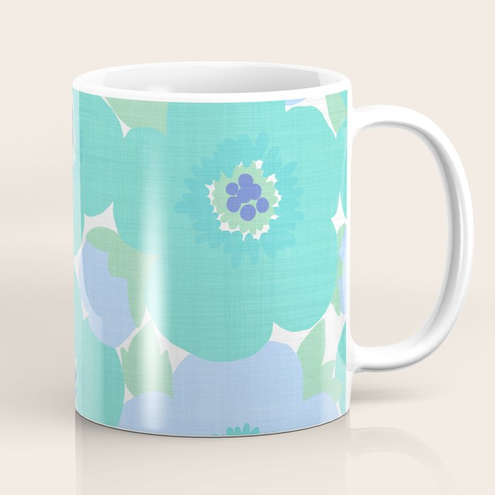 Bright Summer Floral Mid-Century Style Flower Pattern Coffee Mug Gallery Image 1