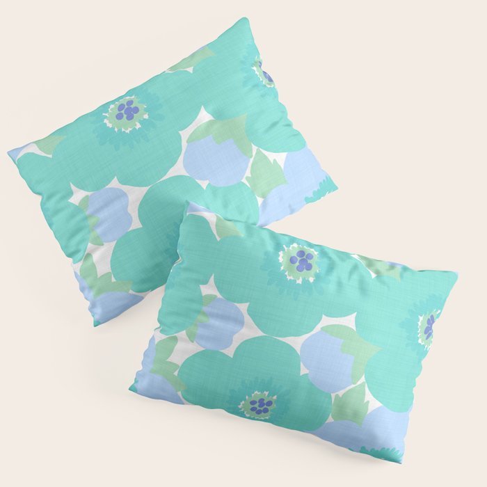 Bright Summer Floral Mid-Century Style Flower Pattern Pillow Sham Gallery Image 3