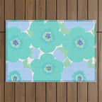 Bright Summer Floral Mid-Century Style Flower Pattern Outdoor Rug Gallery Image 1