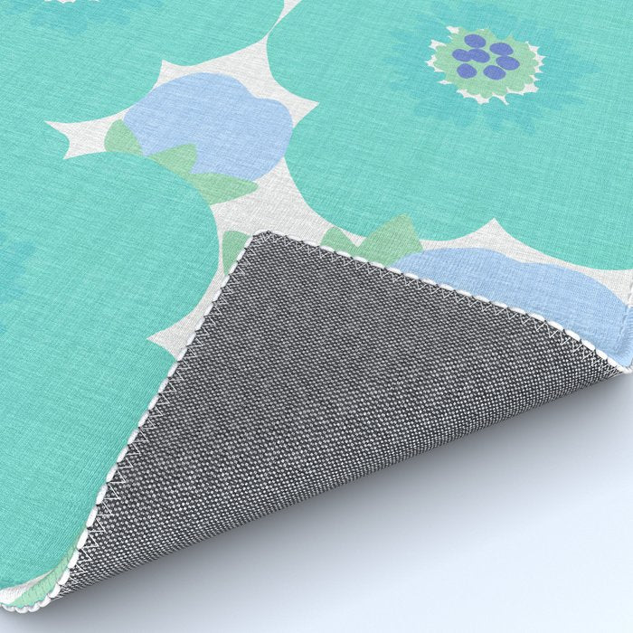 Bright Summer Floral Mid-Century Style Flower Pattern Rug Gallery Image 4