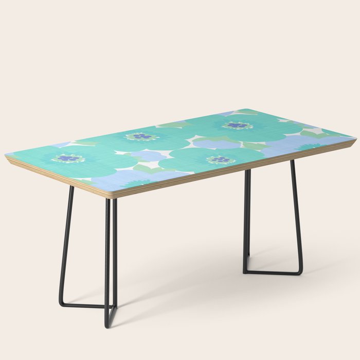Bright Summer Floral Mid-Century Style Flower Pattern Coffee Table Gallery Image 1