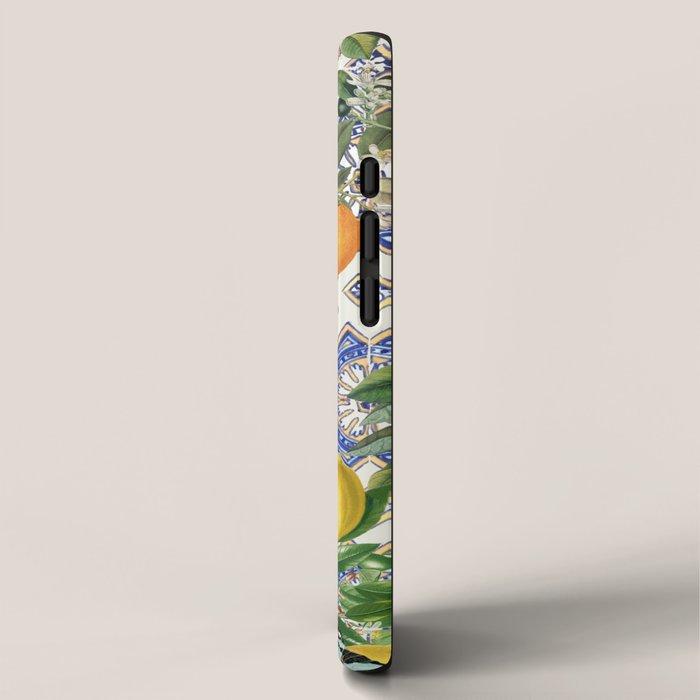 Sicilian Citrus, Mediterranean tiles, vintage lemons and orange fruit pattern iPhone Case Gallery Image 2