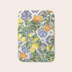Sicilian Citrus, Mediterranean tiles, vintage lemons and orange fruit pattern Bath Mat Gallery Image 1