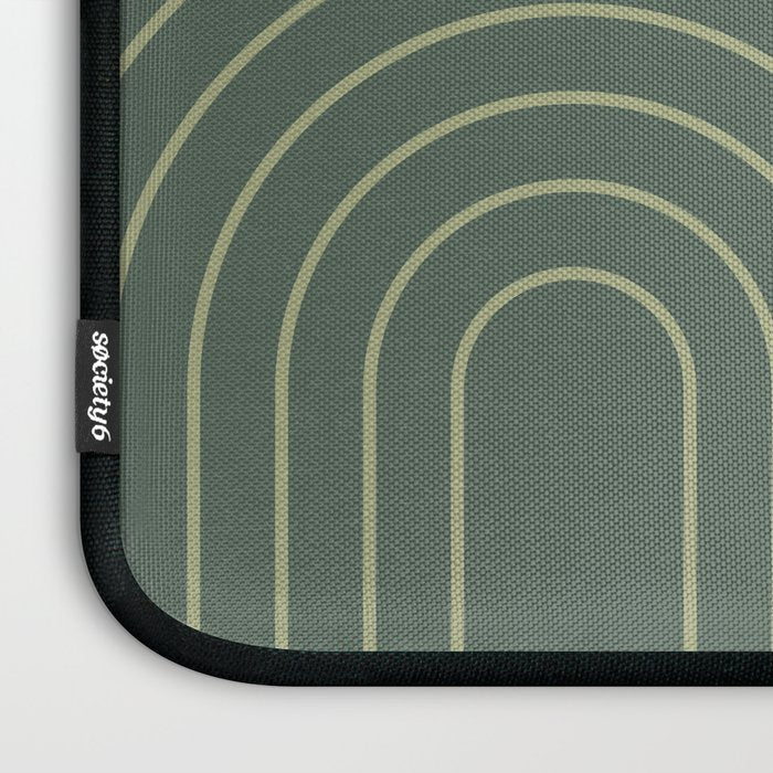 Mid Century Modern Geometric 126 in Forest Green Shades (Rainbow and Sun Abstraction) Laptop Sleeve Gallery Image 3