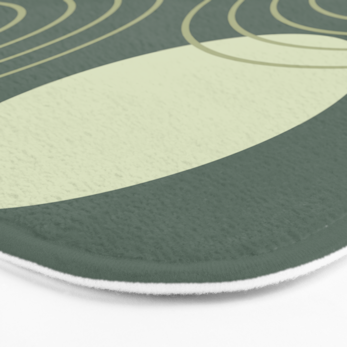 Mid Century Modern Geometric 126 in Forest Green Shades (Rainbow and Sun Abstraction) Bath Mat Gallery Image 3