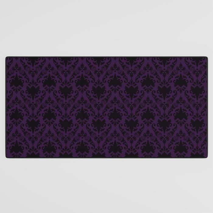 Aubergine and Black Damask Desk Mat Gallery Image 3