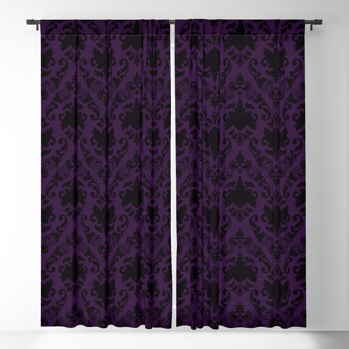 Aubergine and Black Damask Window Curtain Gallery Image 1