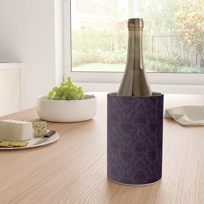 Aubergine and Black Damask Wine Chiller Gallery Image 4