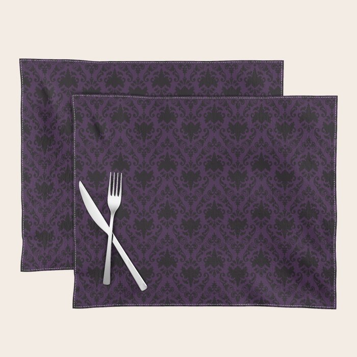 Aubergine and Black Damask Placemat Gallery Image 1