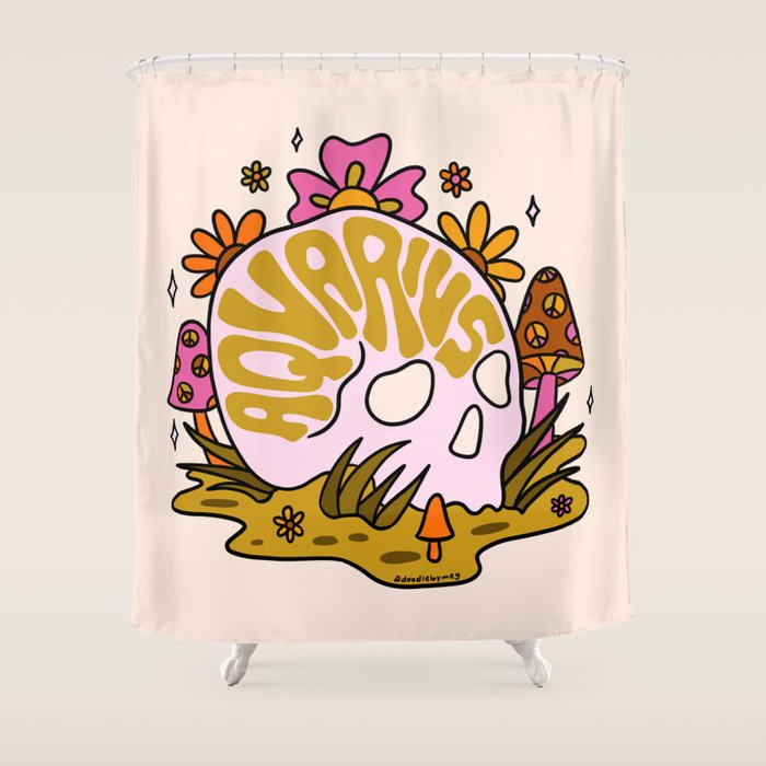 Aquarius Skull Shower Curtain Gallery Image 1