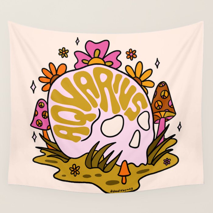 Aquarius Skull Wall Tapestry Gallery Image 1