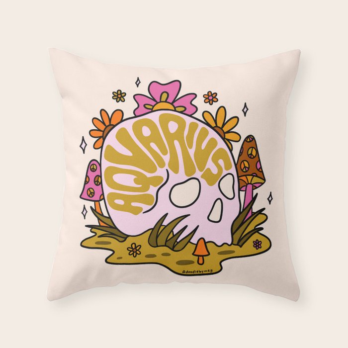 Aquarius Skull Throw Pillow Gallery Image 6