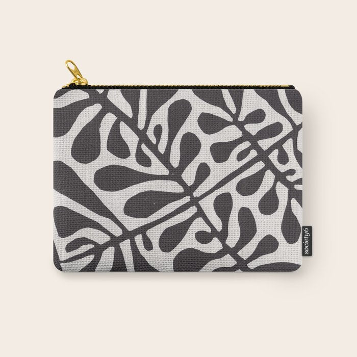 Linocut Plant #2 / Black & White Carry All Pouch Gallery Image 1